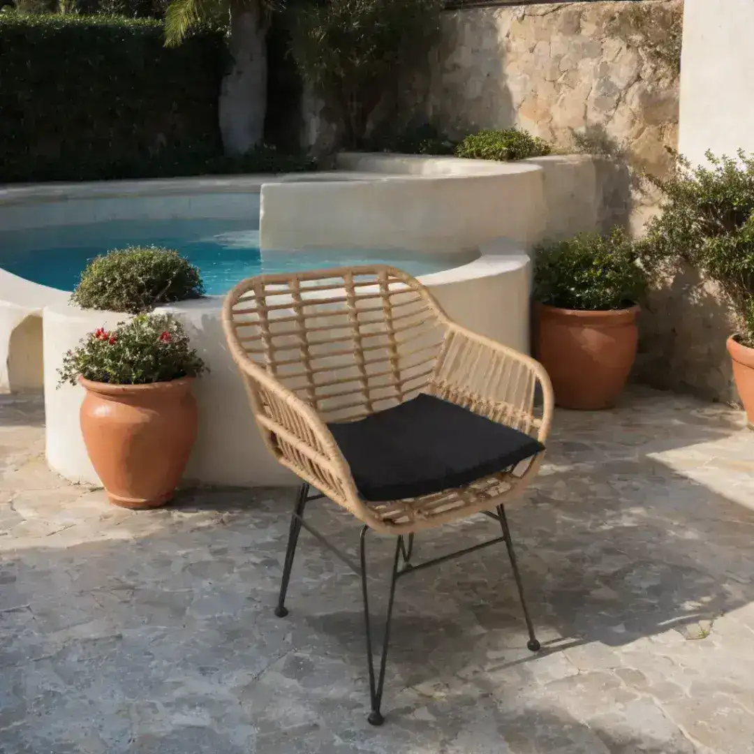 Sillón exterior Jardín rattán natural black Kensel - SILVINA C (1) Sillón exterior Jardín rattán natural black Kensel - SILVINA C (1)