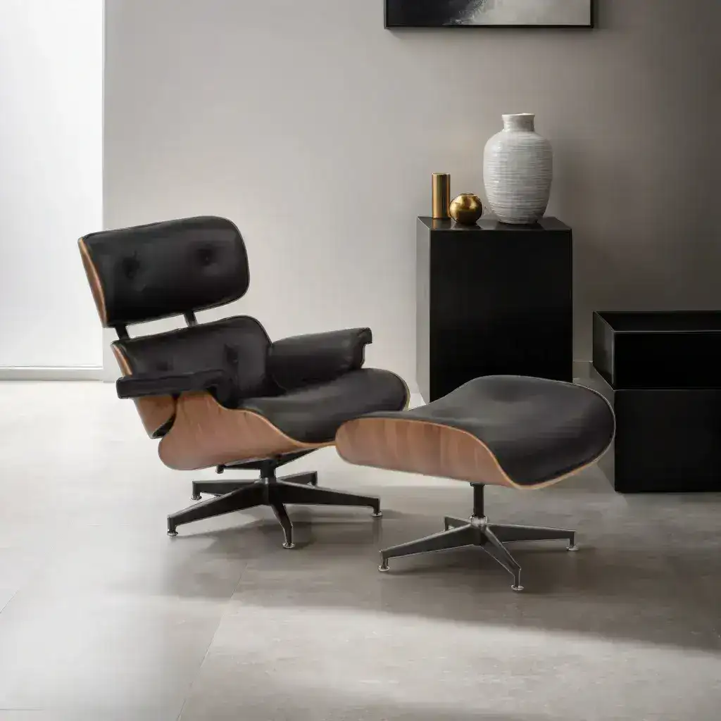 Sillón individual Moderno reclinable Walnut Black Miller - SILVINA C Sillón individual Moderno reclinable Walnut Black Miller - SILVINA C