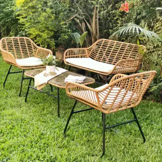 Juego exterior jardín muebles set Ratán Celta - SILVINA C Juego exterior jardín muebles set Ratán Celta - SILVINA C