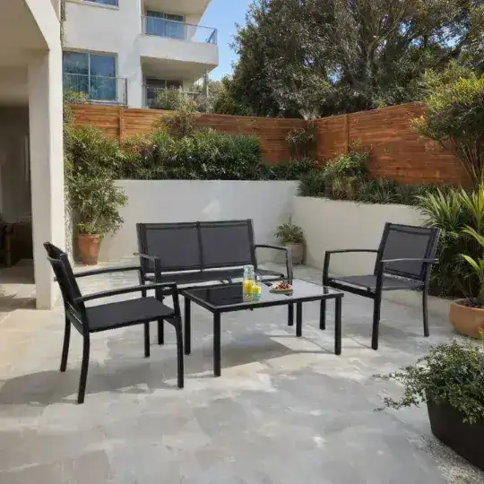 Juego Exterior Jardín set acero Reims - SILVINA C 4 Juego Exterior Jardín set acero Reims - SILVINA C 4
