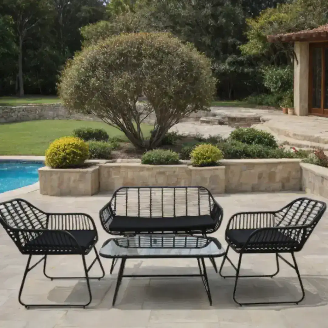 Juego Jardín exterior Muebles Set Ratán Black Celta - SILVINA C 1 Juego Jardín exterior Muebles Set Ratán Black Celta - SILVINA C 1