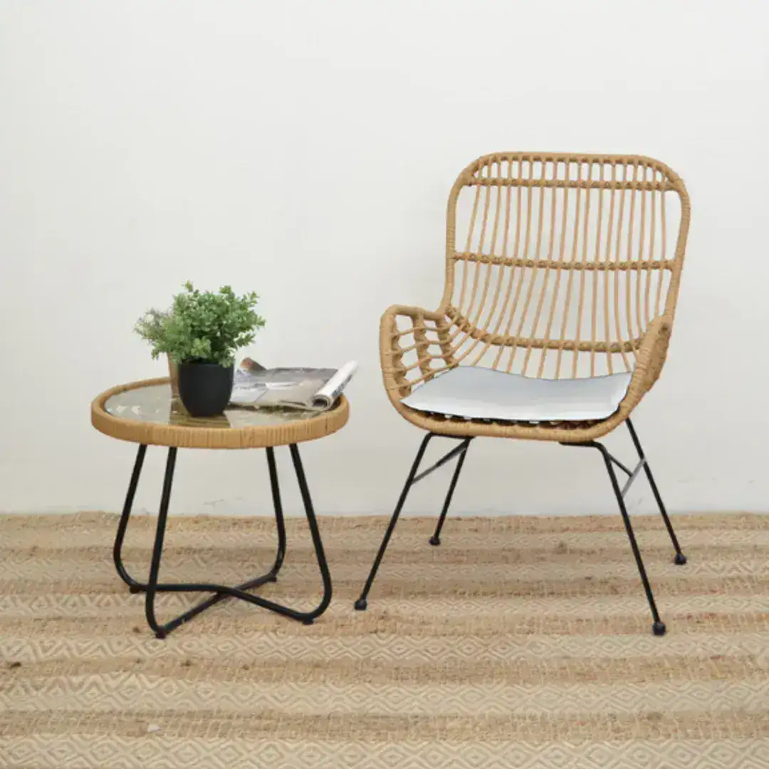 Sillón Jardín exterior Rattán natural Cádiz - SILVINA C 1 Sillón Jardín exterior Rattán natural Cádiz - SILVINA C 1