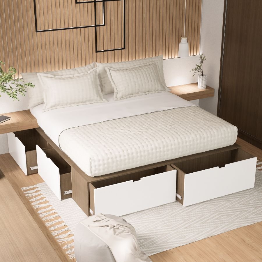 Cama 2 plazas King cajones funcional 2,00 Plus Fred - SILVINA C (16) Cama 2 plazas King cajones funcional 2,00 Plus Fred - SILVINA C (16)