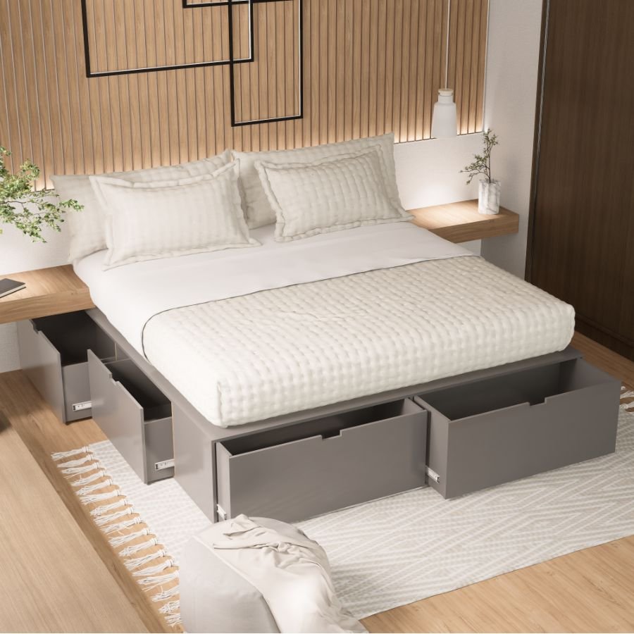Cama 2 plazas cajones funcional 1,60 Plus Fred - SILVINA C (16) Cama 2 plazas cajones funcional 1,60 Plus Fred - SILVINA C (16)