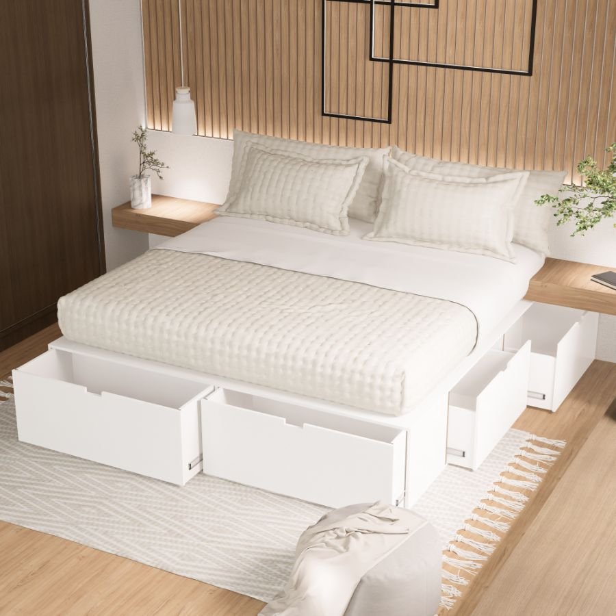 Cama 2 plazas cajones funcional 1,60 Plus Fred - SILVINA C (7) Cama 2 plazas cajones funcional 1,60 Plus Fred - SILVINA C (7)
