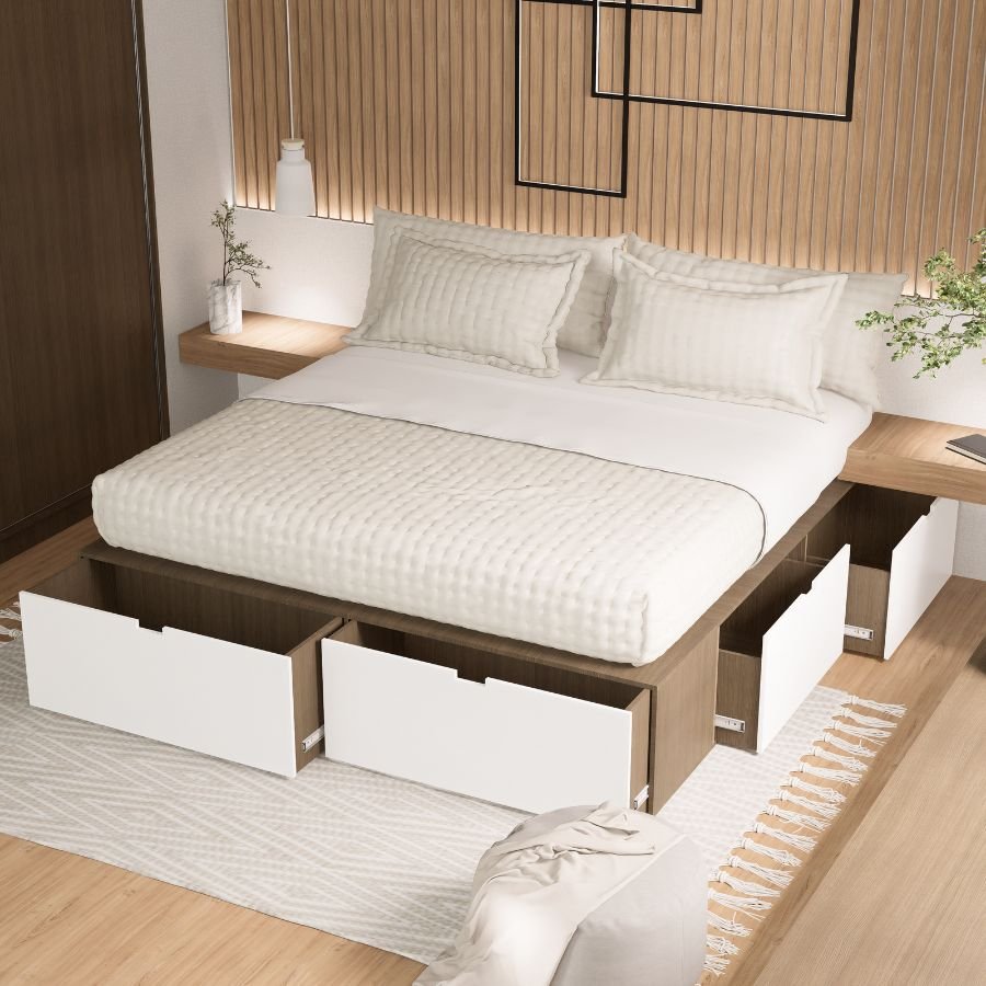 Cama 2 plazas cajones funcional 1,60 Plus Fred - SILVINA C (8) Cama 2 plazas cajones funcional 1,60 Plus Fred - SILVINA C (8)