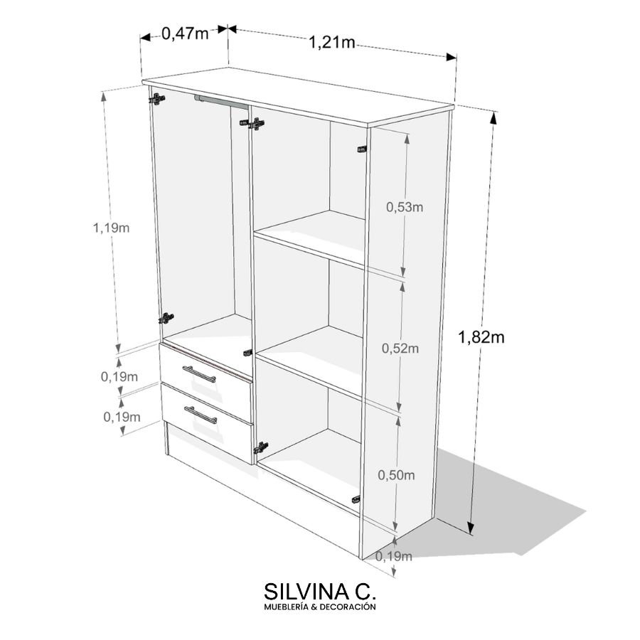 Placard Melamina 4 puertas Moderno 1,20 Joe - SILVINA C (4) Placard Melamina 4 puertas Moderno 1,20 Joe - SILVINA C (4)