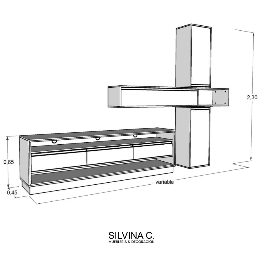 Rack televisor flotante Melamina Moderno Nimo - SILVINA C (3) Rack televisor flotante Melamina Moderno Nimo - SILVINA C (3)