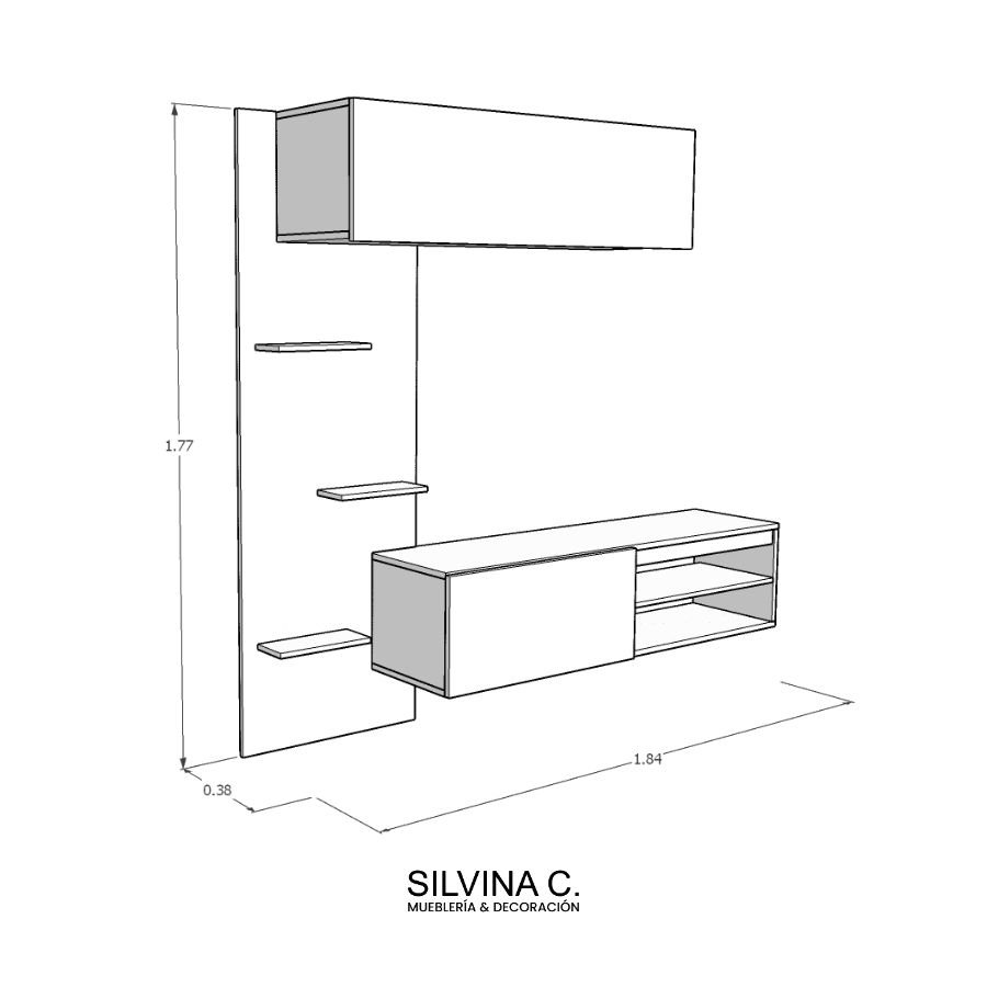 Rack tv flotante living Melamina Fila - SILVINA C (5) Rack tv flotante living Melamina Fila - SILVINA C (5)