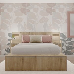 Respaldo cama Moderno con Mesas luz Led Melamina Day - SILVINA C (1)