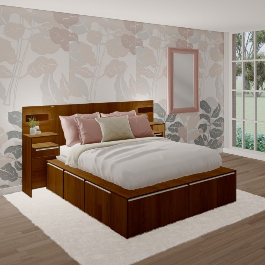 Respaldo cama Moderno con Mesas luz Led Melamina Day - SILVINA C (6) Respaldo cama Moderno con Mesas luz Led Melamina Day - SILVINA C (6)