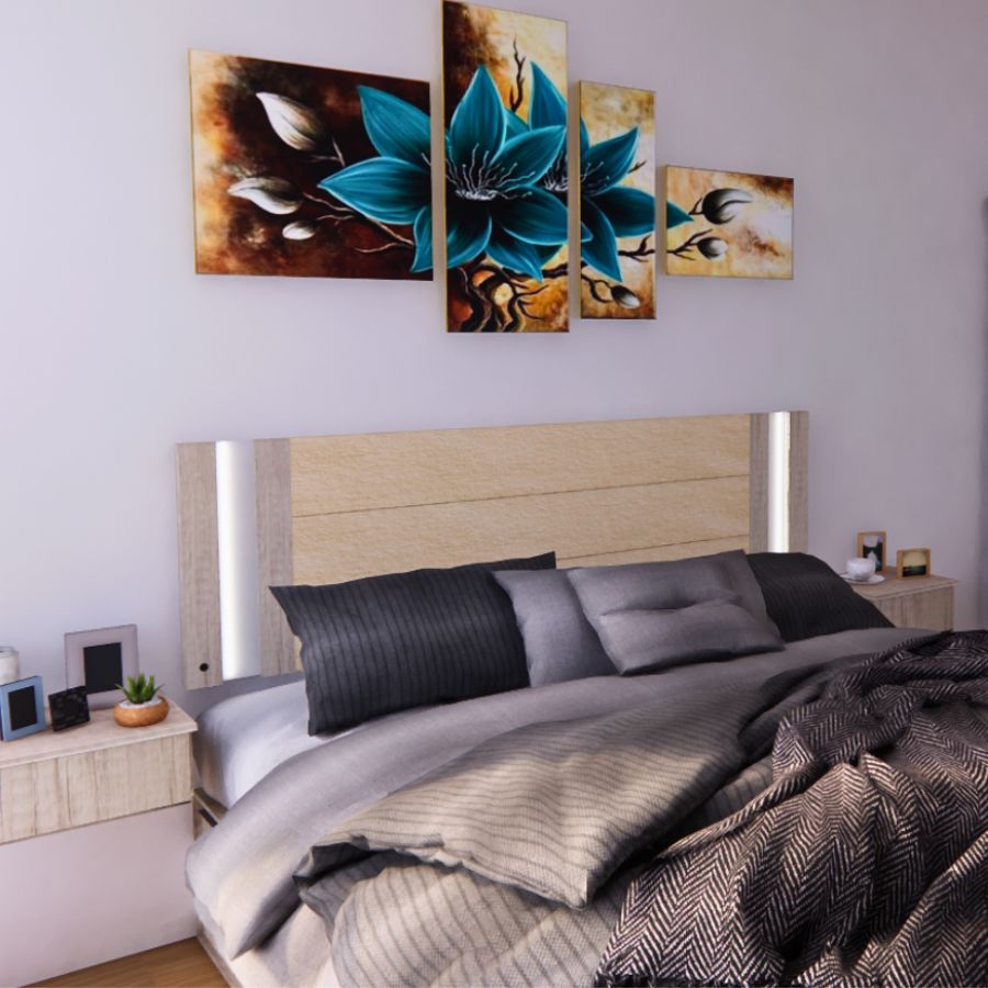 Respaldo cama Moderno luz led Melamina Mou - SILVINA C (16) Respaldo cama Moderno luz led Melamina Mou - SILVINA C (16)