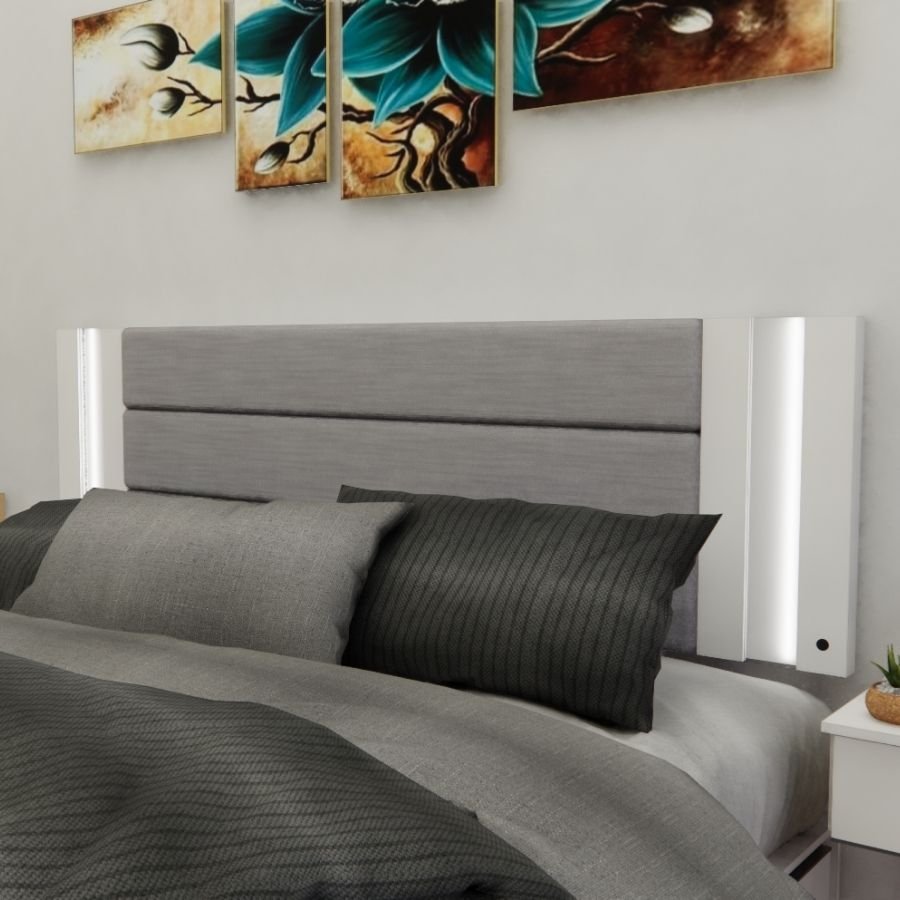 Respaldo cama Moderno luz led Melamina Mou - SILVINA C (3) Respaldo cama Moderno luz led Melamina Mou - SILVINA C (3)