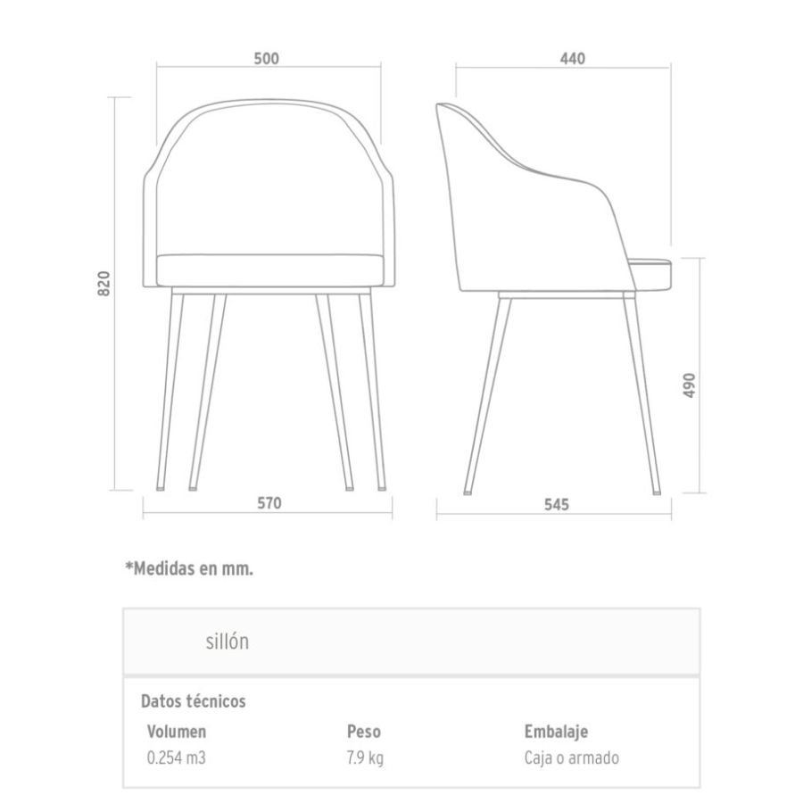 Silla tapizada Moderna diseño Mark - SILVINA C 64 Silla tapizada Moderna diseño Mark - SILVINA C 64