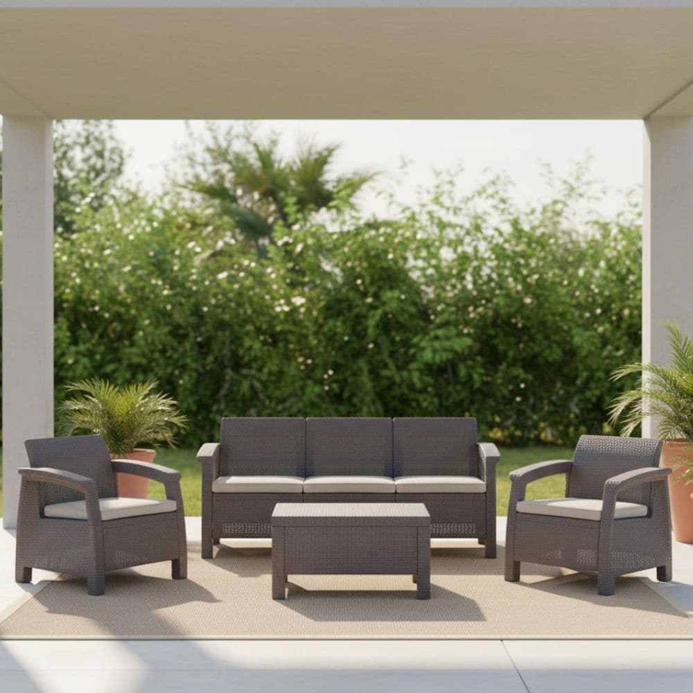 Juego jardín Simil ratán living exterior Cory - SILVINA C Juego jardín Simil ratán living exterior Cory - SILVINA C