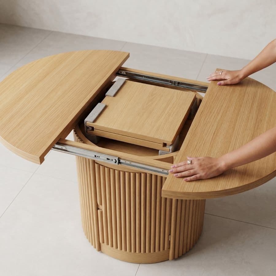 Mesa redonda extensible madera varillada Nativa - SILVINA C 11 Mesa redonda extensible madera varillada Nativa - SILVINA C 11
