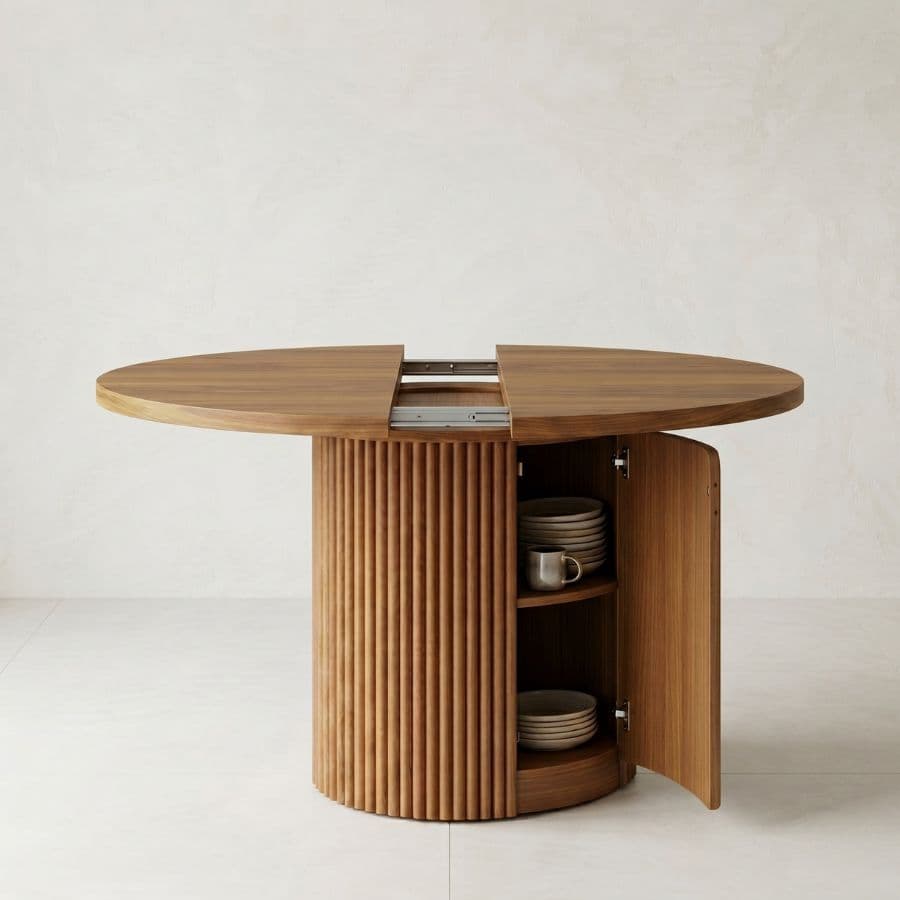 Mesa redonda extensible madera varillada Nativa - SILVINA C 111 Mesa redonda extensible madera varillada Nativa - SILVINA C 111